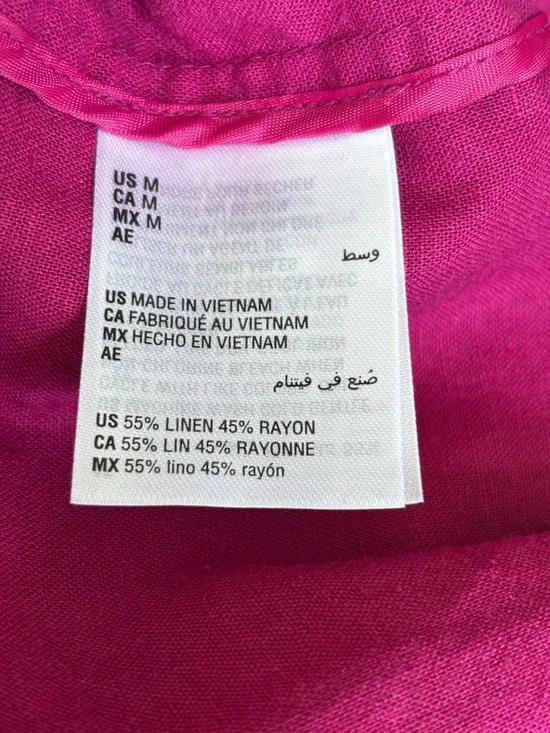 INC International Concepts Cropped Fuchsia Trench Jacket Linen Blend Women’s M - Picture 6 of 7